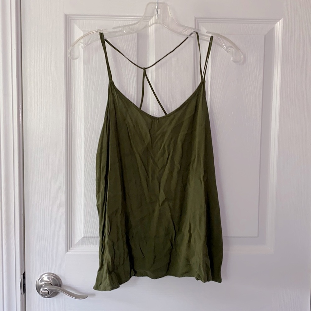 Army green strappy tank - size XL